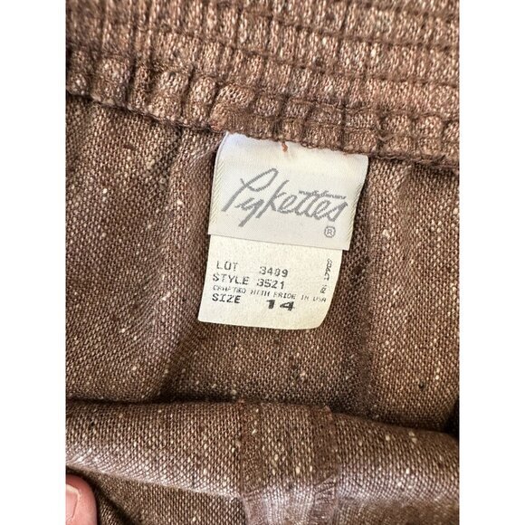 Pykette Womens Brown Skirt 14 midi‎ elastic pull on polyester vintage pockets - Picture 4 of 9